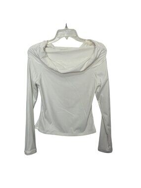Qinsen Long Sleeve Cowl Neck Top Medium White